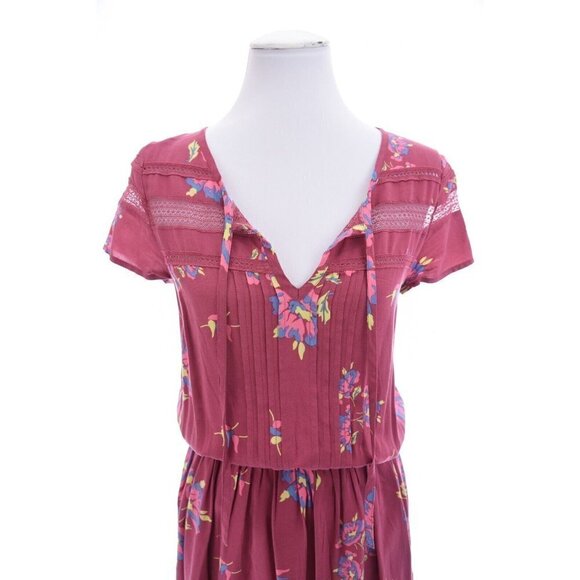 Matilda Jane Floral Blouson Keyhole Shift Dress Art Class Tunic Mauve Pink Sz S - Picture 7 of 11